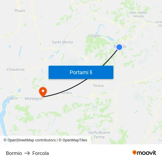 Bormio to Forcola map