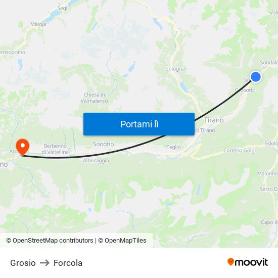 Grosio to Forcola map