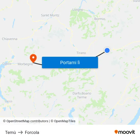 Temù to Forcola map