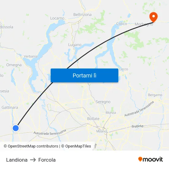 Landiona to Forcola map