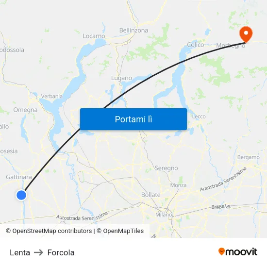 Lenta to Forcola map