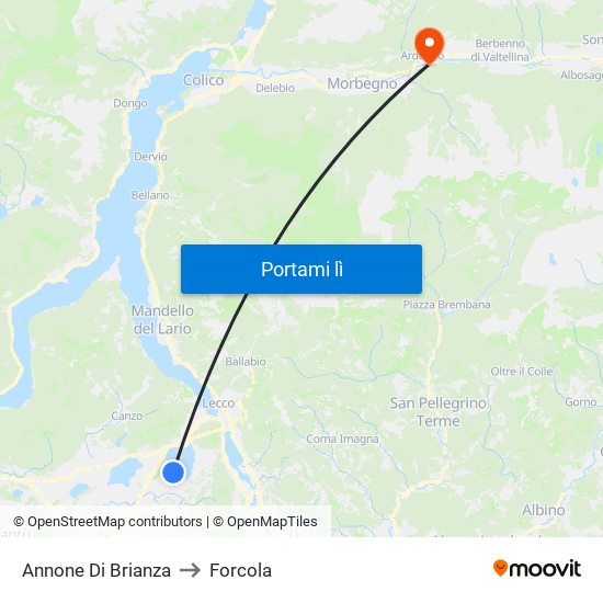 Annone Di Brianza to Forcola map