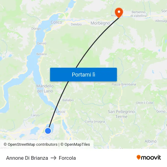 Annone Di Brianza to Forcola map