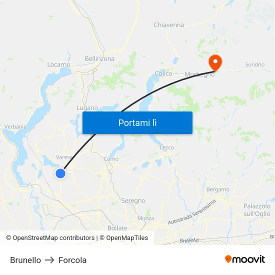 Brunello to Forcola map