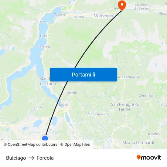 Bulciago to Forcola map