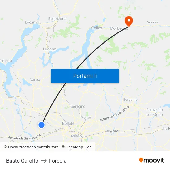 Busto Garolfo to Forcola map