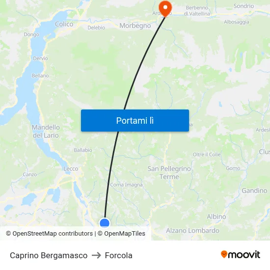 Caprino Bergamasco to Forcola map
