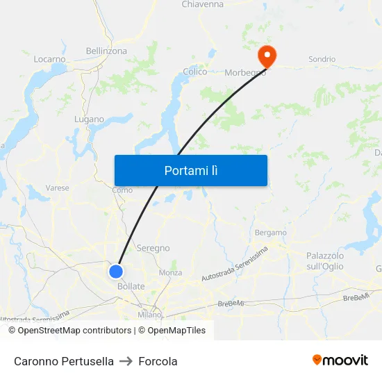 Caronno Pertusella to Forcola map