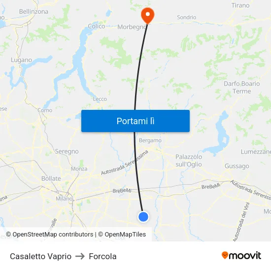 Casaletto Vaprio to Forcola map