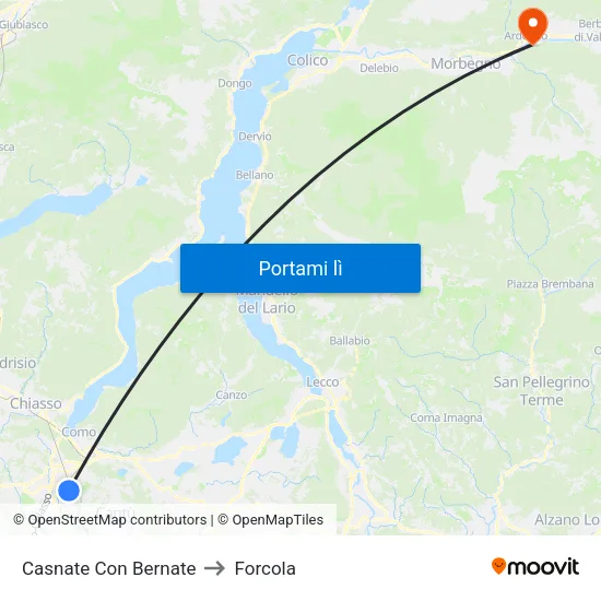 Casnate Con Bernate to Forcola map