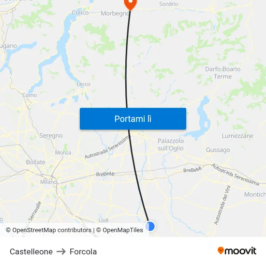 Castelleone to Forcola map