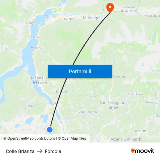 Colle Brianza to Forcola map
