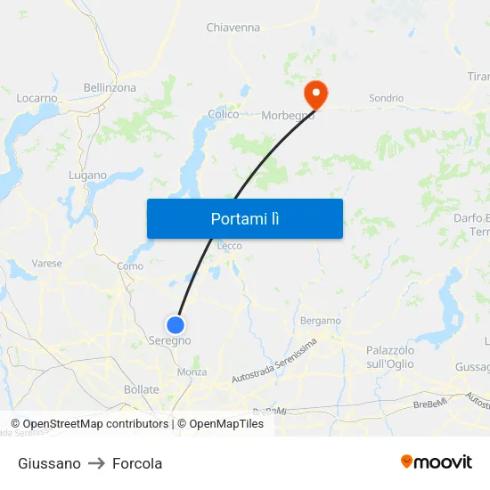 Giussano to Forcola map