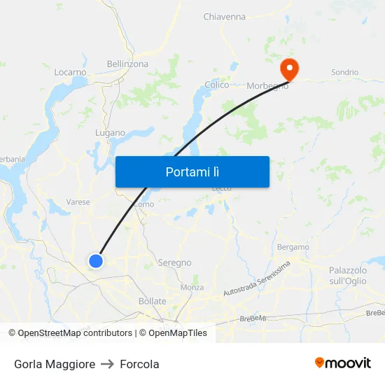 Gorla Maggiore to Forcola map