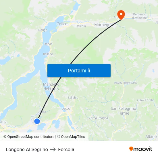 Longone Al Segrino to Forcola map