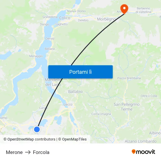 Merone to Forcola map
