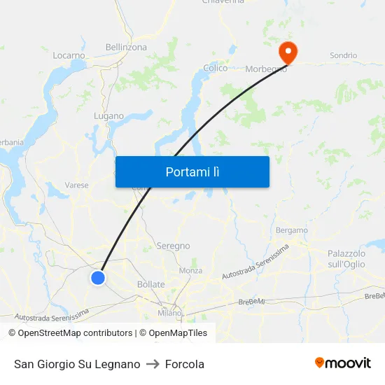 San Giorgio Su Legnano to Forcola map