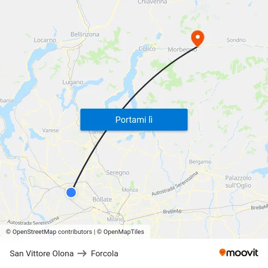 San Vittore Olona to Forcola map