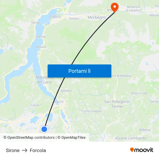 Sirone to Forcola map