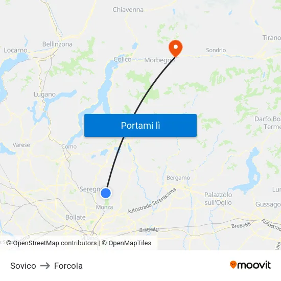 Sovico to Forcola map