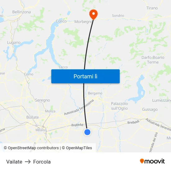 Vailate to Forcola map