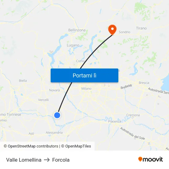 Valle Lomellina to Forcola map