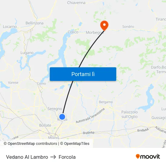 Vedano Al Lambro to Forcola map