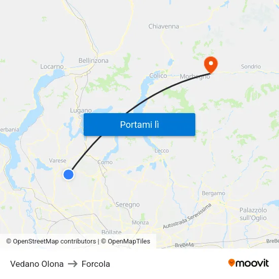Vedano Olona to Forcola map