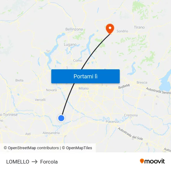 LOMELLO to Forcola map