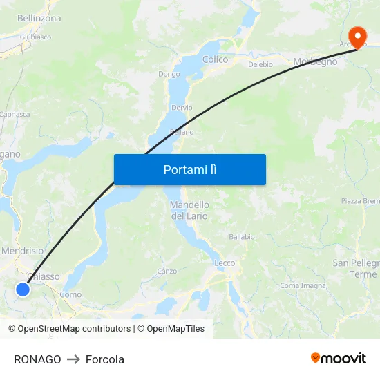 RONAGO to Forcola map
