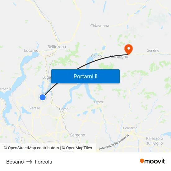Besano to Forcola map