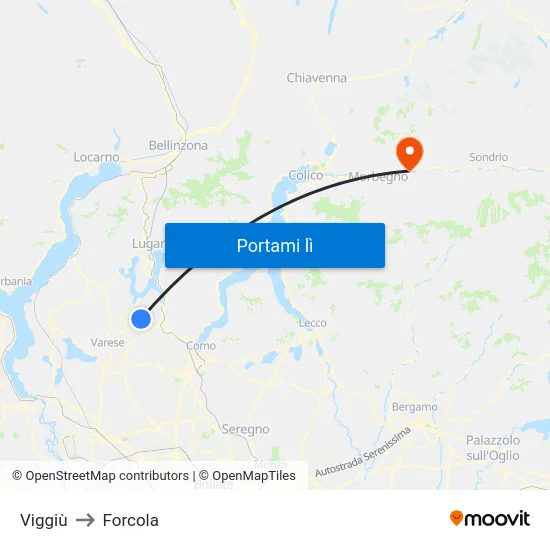 Viggiù to Forcola map