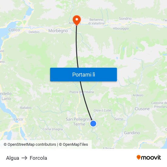 Algua to Forcola map