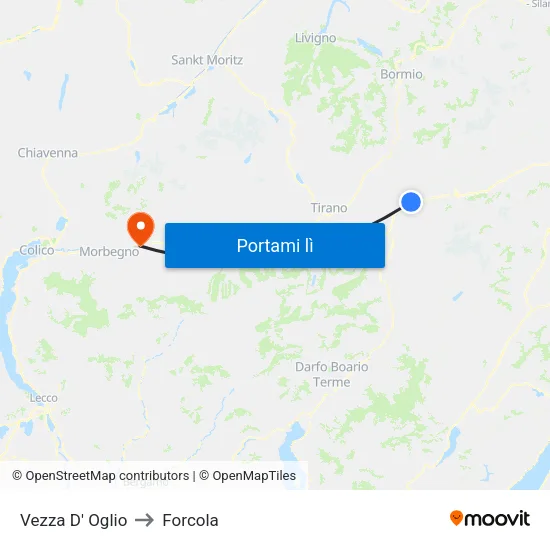 Vezza D' Oglio to Forcola map