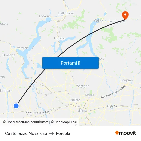Castellazzo Novarese to Forcola map