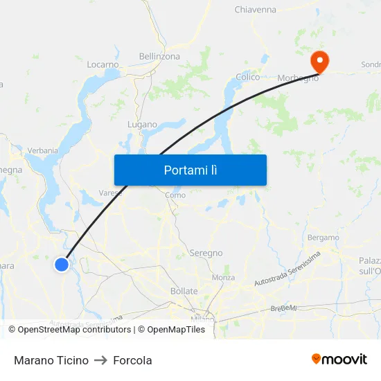 Marano Ticino to Forcola map