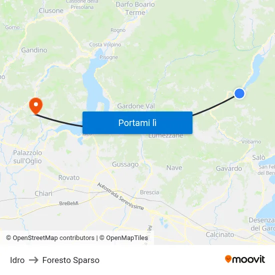Idro to Foresto Sparso map