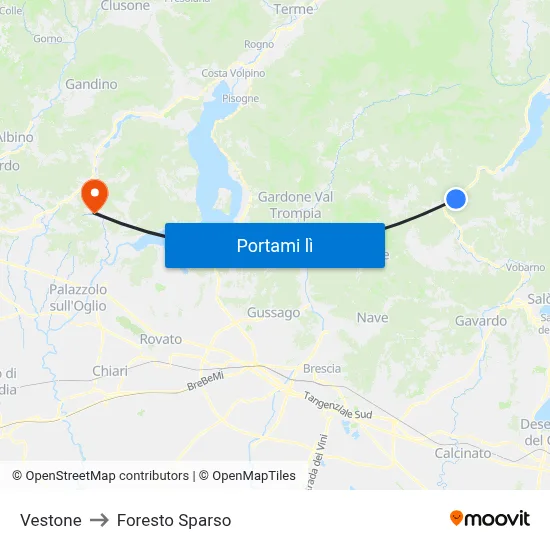 Vestone to Foresto Sparso map