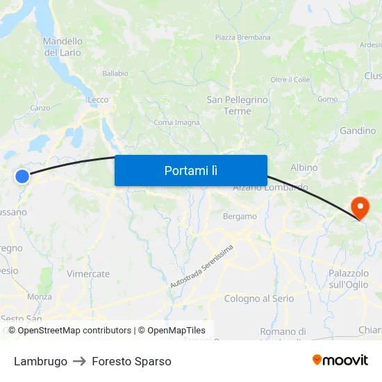 Lambrugo to Foresto Sparso map