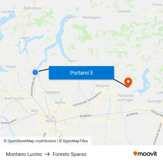 Montano Lucino to Foresto Sparso map