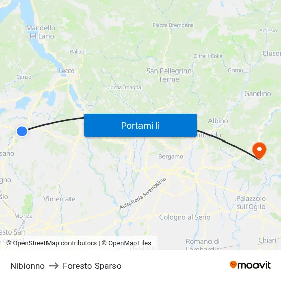 Nibionno to Foresto Sparso map