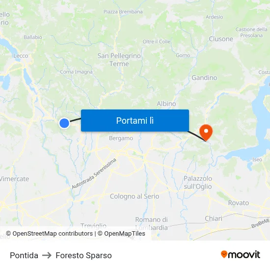 Pontida to Foresto Sparso map