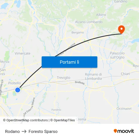 Rodano to Foresto Sparso map