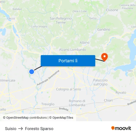 Suisio to Foresto Sparso map