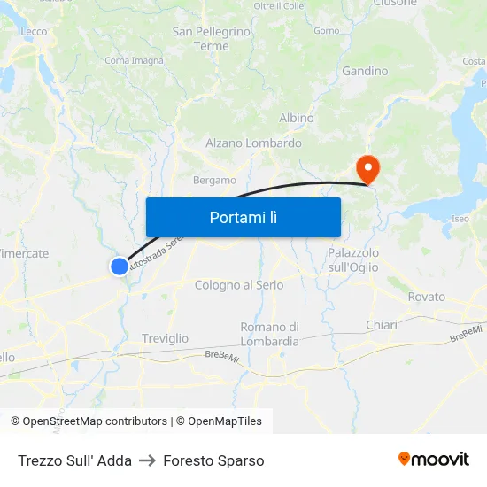 Trezzo Sull' Adda to Foresto Sparso map