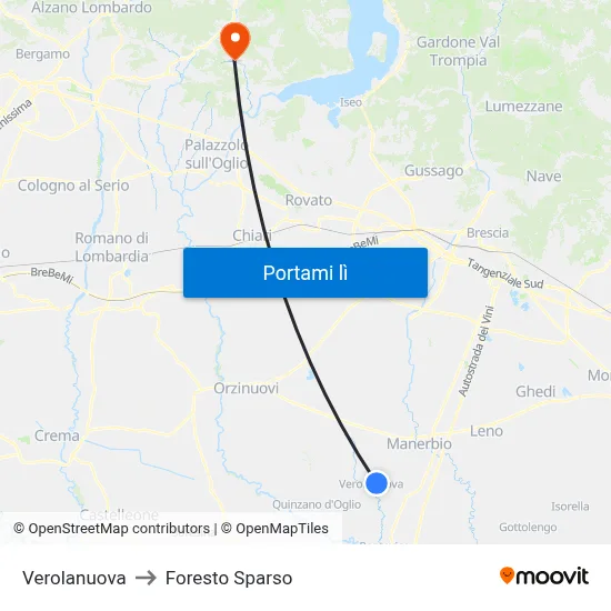 Verolanuova to Foresto Sparso map