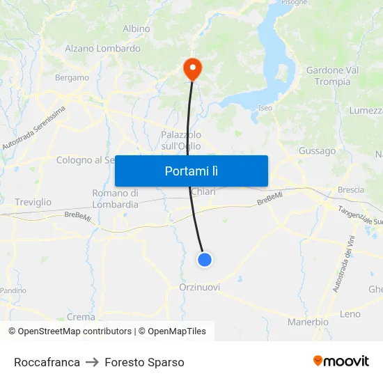 Roccafranca to Foresto Sparso map