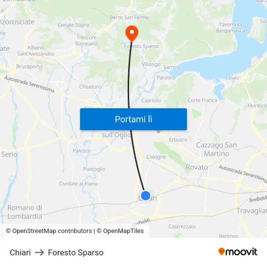 Chiari to Foresto Sparso map
