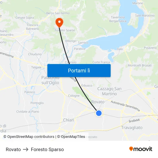 Rovato to Foresto Sparso map