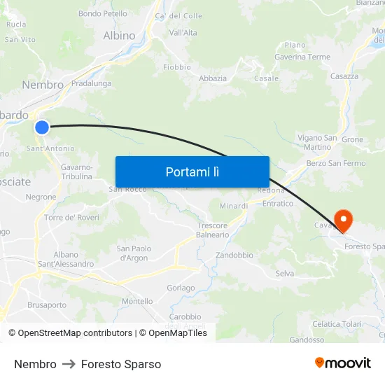 Nembro to Foresto Sparso map
